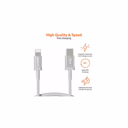 USB-C to Lightning Cable, Nylon Braided Cord, MFi Certified Charger for Apple iPhone 14 13 12 11 X Xs Pro, Pro Max, Plus, iPad, 1.8 m, Silver