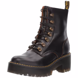 Dr. Martens Women's Leona Leather Heeled Boot, Black Smooth, 8