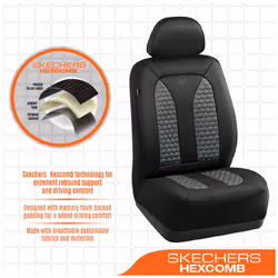 Skechers Memory Foam Car Seat Covers  Hexcomb Breathable Thick Seat Covers Two Front Seat Covers  Airbag Compatible  Automotive Comfort & Protection f