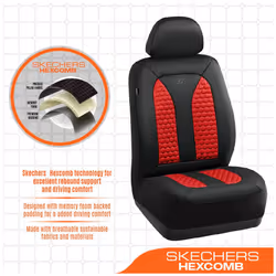Skechers Memory Foam Car Seat Covers  Hexcomb Breathable Thick Seat Covers Two Front Seat Covers  Airbag Compatible  Automotive Comfort & Protection f