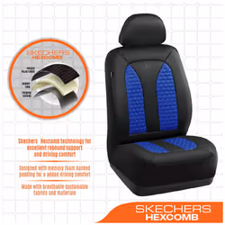 Skechers Memory Foam Car Seat Covers  Hexcomb Breathable Thick Seat Covers Two Front Seat Covers  Airbag Compatible  Automotive Comfort & Protection f