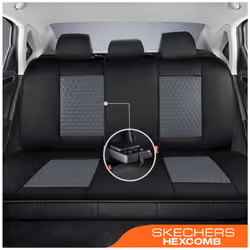 Skechers Memory Foam Car Seat Cover Full Sets  Hexcomb Breathable Thick Seat Covers  Airbag Compatible  Automotive Comfort & Protection for Most Cars