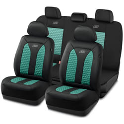 Skechers Memory Foam Car Seat Cover Full Sets  Hexcomb Breathable Thick Seat Covers  Airbag Compatible  Automotive Comfort & Protection for Most Cars