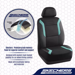 Skechers Memory Foam Car Seat Covers  Air Cool Mesh Thick Seat Covers Two Front Seat Covers  Airbag Compatible  Automotive Comfort & Protection for Mo