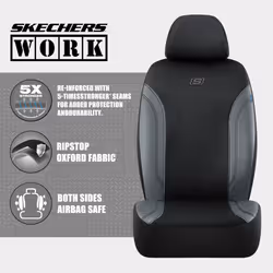 Skechers Work Car Seat Covers  Leather Seat Covers 5-Times Stronger Built-in Webbing  Oxford Fabric Seat Cover for Cars  Airbag Compatible  Automotive