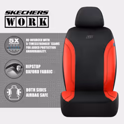 Skechers Work Car Seat Covers  Leather Seat Covers 5-Times Stronger Built-in Webbing  Oxford Fabric Seat Cover for Cars  Airbag Compatible  Automotive