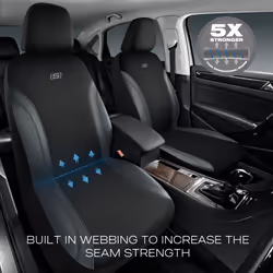Skechers Work Car Seat Covers  Leather Seat Covers 5-Times Stronger Built-in Webbing  Oxford Fabric Seat Cover for Cars  Airbag Compatible  Automotive