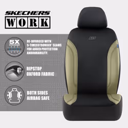 Skechers Work Car Seat Covers  Leather Seat Covers 5-Times Stronger Built-in Webbing  Oxford Fabric Seat Cover for Cars  Airbag Compatible  Automotive
