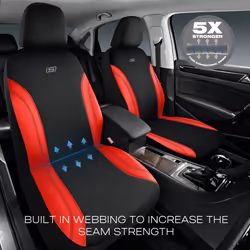 Skechers Work Car Seat Covers  Leather Seat Covers 5-Times Stronger Built-in Webbing  Oxford Fabric Seat Cover for Cars  Airbag Compatible  Automotive