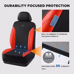 Skechers Work Car Seat Covers  Leather Seat Covers 5-Times Stronger Built-in Webbing  Oxford Fabric Seat Cover for Cars  Airbag Compatible  Automotive