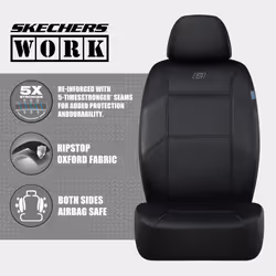 Skechers Work Car Seat Covers  Leather Seat Covers  5-Times Stronger Built-in Webbing  Mesh Fabric Seat Cover for Cars  Airbag Compatible  Automotive