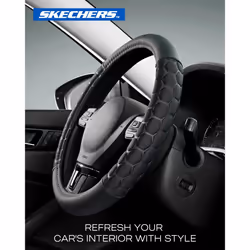 Skechers Steering Wheel Cover  Leather Car Steering Wheel Covers  14.5-15 inch Anti-Slip Safety Comfortable Hexcomb Design Universal Fits for 95% Truc