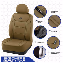 Skechers Memory Foam Car Seat Covers  Lycra Seat Covers &Thick Memory Foam  Car Seat Cover Full Sets  Airbag Compatible  Automotive Comfort Protection