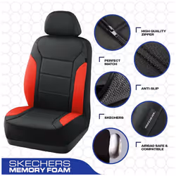 Skechers Memory Foam Car Seat Covers  Lycra Seat Covers Thick Memory Foam  Two Front Seat Cover  Airbag Compatible Automotive seat Covers for Most Car