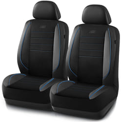 Skechers Memory Foam Car Seat Covers Air Cool Mesh Thick Seat Covers Piping Leather Two Front Car Seat Protector Airbag Compatible Automotive Comfort