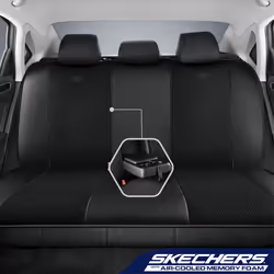Skechers Memory Foam Car Seat Covers Air Cool Mesh Thick Seat Covers Piping Leather Car Seat Protector Airbag Compatible Automotive Comfort Protection