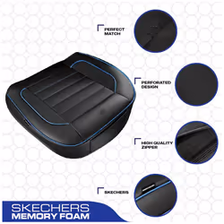 Skechers Car Seat Cover Memory Foam Luxury Faux Leather Front Bottom Seat Cushion Cover Universal Anti-Slip and Wrap Around The Bottom with Storage Ba