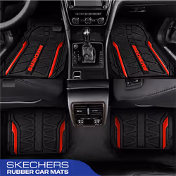 Skechers Car Floor Mats Heavy Duty Rubber Car Mats Full Set All Weather Floor Mats Waterproof Trim to Fit Universal Floor Liner Car Accessories Automo