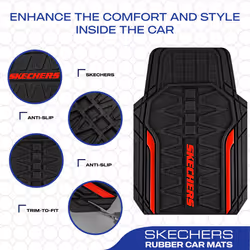 Skechers Car Floor Mats Heavy Duty Rubber Car Mats Full Set All Weather Floor Mats Waterproof Trim to Fit Universal Floor Liner Car Accessories Automo