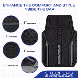 Skechers Car Floor Mats Heavy Duty Rubber Car Mats Full Set All Weather Floor Mats Waterproof Trim to Fit Universal Floor Liner Car Accessories Automo