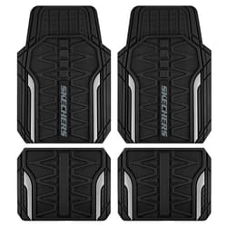 Skechers Heavy Duty Rubber Car Mats Full Set  All Weather Floor Mats  Waterproof Trim to Fit Universal Floor Liner  Automotive Floor Mats for Cars Tru