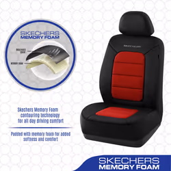 Skechers Memory Foam Car Seat Covers Thick Cool Touch Fabric Seat Covers car seat Protector Two Front Airbag Compatible Automotive Comfort Protection