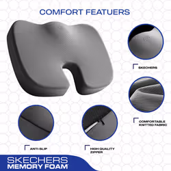 Skechers Memory Foam Seat Cushion Office Chair Cushion for Tailbone Pain Relief Butt Pillow for Office Chair Car seat Cushion Computer Desk Long Sitti
