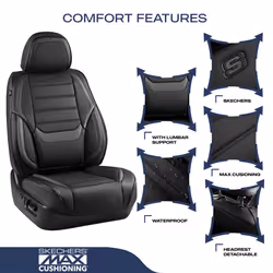 Skechers MAX Cushioning Seat Covers Memory Foam Leather Car Seat Covers Waterproof Car Seat Protector Front Seats Car Seat Cushion Airbag Automotive U