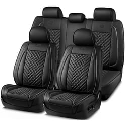 Skechers MAX Cushioning Car Seat Covers Memory Foam Piping Leather Seat Covers Waterproof Car Seat Protector Full Set Car Seat Cushion Airbag Universa