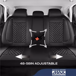 Skechers MAX Cushioning Car Seat Covers Memory Foam Piping Leather Seat Covers Waterproof Car Seat Protector Full Set Car Seat Cushion Airbag Universa