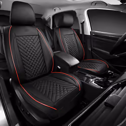 Skechers MAX Cushioning Car Seat Covers Memory Foam Piping Leather Seat Covers Waterproof Car Seat Protector Front Seats Car ...