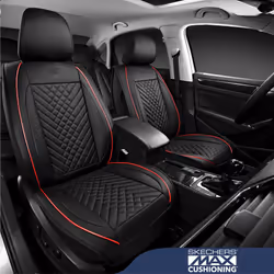 Skechers MAX Cushioning Car Seat Covers Memory Foam Piping Leather Seat Covers Waterproof Car Seat Protector Front Seats Car Seat Cushion Airbag Unive