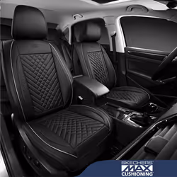 Skechers MAX Cushioning Car Seat Covers Memory Foam Piping Leather Seat Covers Waterproof Car Seat Protector Front Seats Car Seat Cushion Airbag Unive