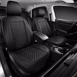 Skechers Car Seat Covers MAX Cushioning Memory Foam Piping Leather Seat Covers Waterproof Car Seat Protector Front Seats Car ...
