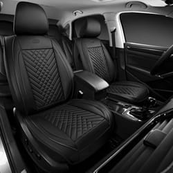 Skechers Car Seat Covers MAX Cushioning Memory Foam Piping Leather Seat Covers Waterproof Car Seat Protector Front Seats Car Seat Cushion Airbag Unive