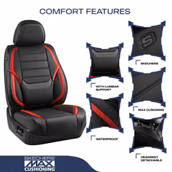 Skechers MAX Cushioning Seat Covers Memory Foam Leather Car Seat Covers Waterproof Car Seat Protector Full Sets Car Seat Cushion Airbag Automotive Uni