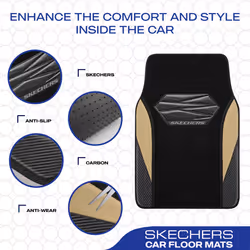 Skechers Car Floor Mats Waterproof Universal Fit Car Mats Faux Leather Car Floor Mats Carbon Floor Mats for Cars with Anti-Slip Skechers Heel Pad Fit