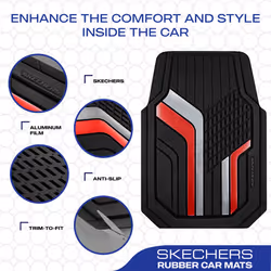 Skechers Heavy Duty Rubber Car Floor Mats Dual Color Design Floor Mats All Weather Car Mats Waterproof Trim to Fit Universal Floor Liner Car Accessori