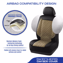 Skechers Car Seat Covers Piping Luxury Faux Seat Covers Waterproof Anti Slip Car Seat Protector Front Seats Car Accessories Airbag Universal Fit for M