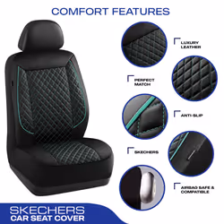 Skechers Car Seat Covers Piping Luxury Faux Seat Covers Waterproof Anti Slip Car Seat Protector Front Seats Car Accessories Airbag Universal Fit for M