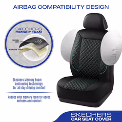Skechers Car Seat Covers Piping Luxury Faux Seat Covers Waterproof Anti Slip Car Seat Protector Front Seats Car Accessories Airbag Universal Fit for M