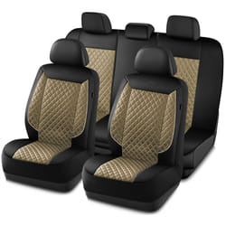 Skechers Car Seat Covers Piping Luxury Faux Seat Covers Waterproof Anti Slip Car Seat Protector Full Set Car Accessories Airbag Universal Fit for Most