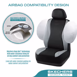 Skechers Car Seat Covers Leather Seat Covers with GOGA Mat Technology Waterproof Car Seat Covers Front Seats Airbag Compatible Comfort Universal Fit f