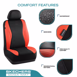 Skechers Car Seat Covers Leather Seat Covers with GOGA Mat Technology Waterproof Car Seat Covers Front Seats Airbag Compatible Comfort Universal Fit f