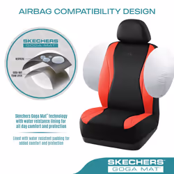 Skechers Car Seat Covers Leather Seat Covers with GOGA Mat Technology Waterproof Car Seat Covers Front Seats Airbag Compatible Comfort Universal Fit f