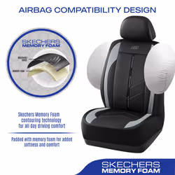 Skechers Car Seat Covers Luxury Faux Leather Seat Covers Waterproof Anti Slip Car Seat Protector Front Seats Car Accessories Airbag Universal Fit for