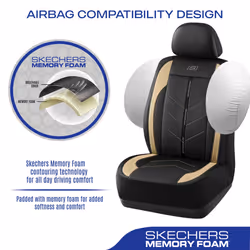 Skechers Car Seat Covers Luxury Faux Leather Seat Covers Waterproof Anti Slip Car Seat Protector Front Seats Car Accessories Airbag Universal Fit for