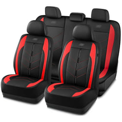 Skechers Car Seat Covers Luxury Faux Leather Seat Covers Waterproof Anti Slip Car Seat ProtectorFull Set Car Accessories Airbag Universal Fit for Most