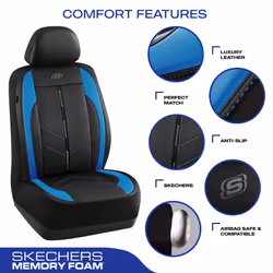Skechers Car Seat Covers Luxury Faux Leather Seat Covers Waterproof Anti Slip Car Seat ProtectorFull Set Car Accessories Airbag Universal Fit for Most