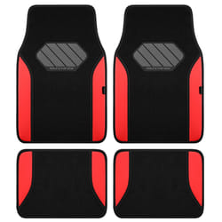 Skechers Car Floor Mats Waterproof Universal Fit Faux Leather Car Mats Floor Mats for Cars with Anti-Slip Heel Pad Fit for SUVs Vans Sedans Trucks Red